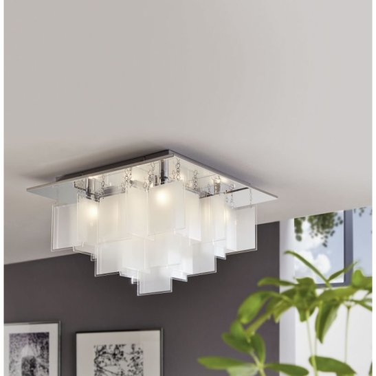 1 Chrome and Satin Partition Shade Ceiling Fitting - Image 3