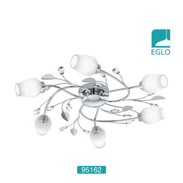 Chrome & Crystal 6 Shade LED Ceiling Light