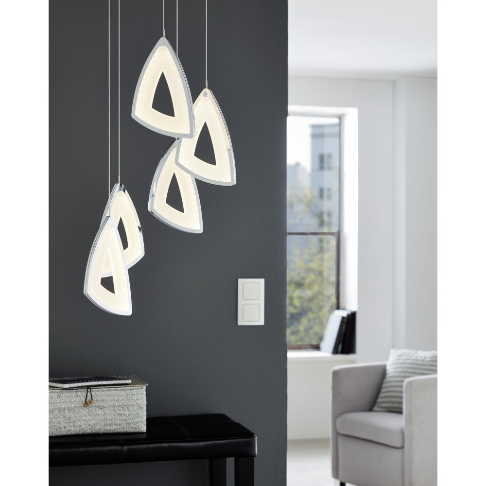 5 light LED Pendant Chrome - Image 2